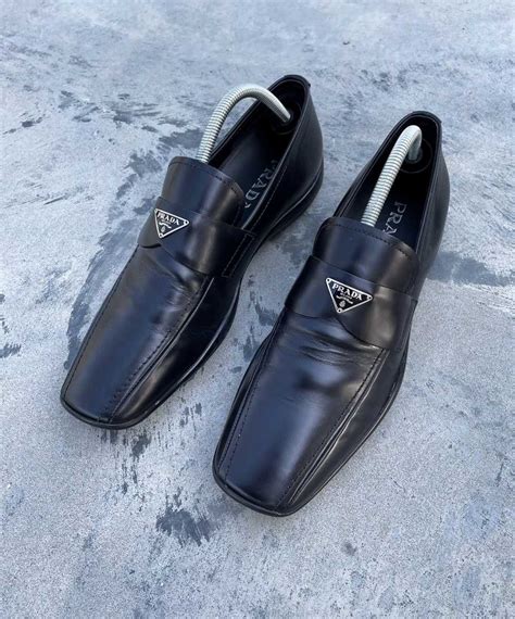 prada triangle-plaque leather loafers|Prada Leather Triangle Logo Loafers .